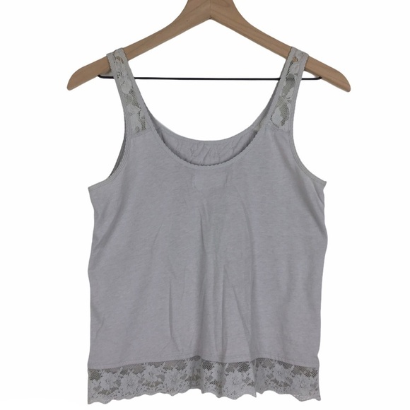 ABERCROMBIE & FITCH Tank Top Lace Rhinestones Floral Flowers Stretch Y2K Small - Picture 4 of 10